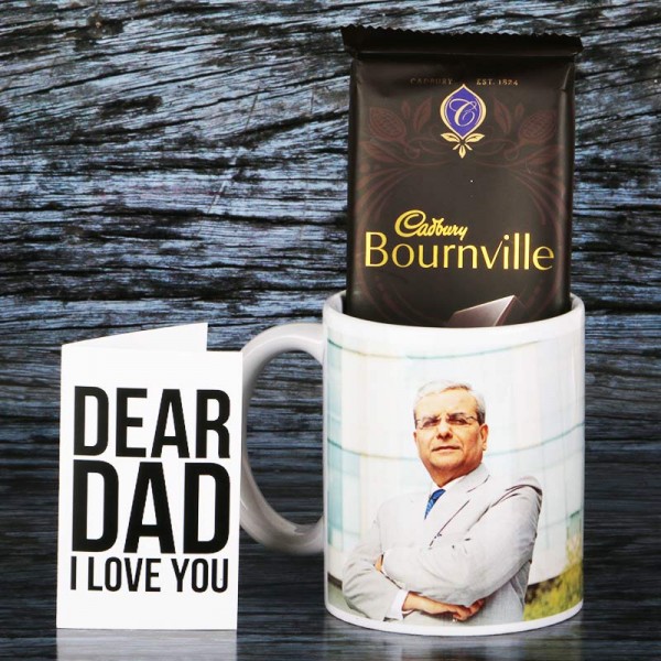 Personalised Combo of 2 Bournville Chocolate, Greeting Card and Coffee Mug