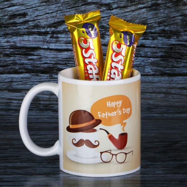 Happy Fathers Day Mug with Five Star Chocolate
