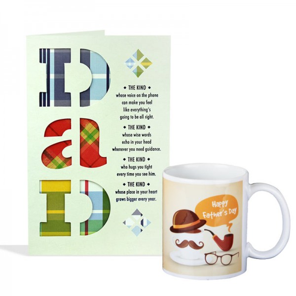 Happy Fathers Day Greeting Card with Coffee Mug