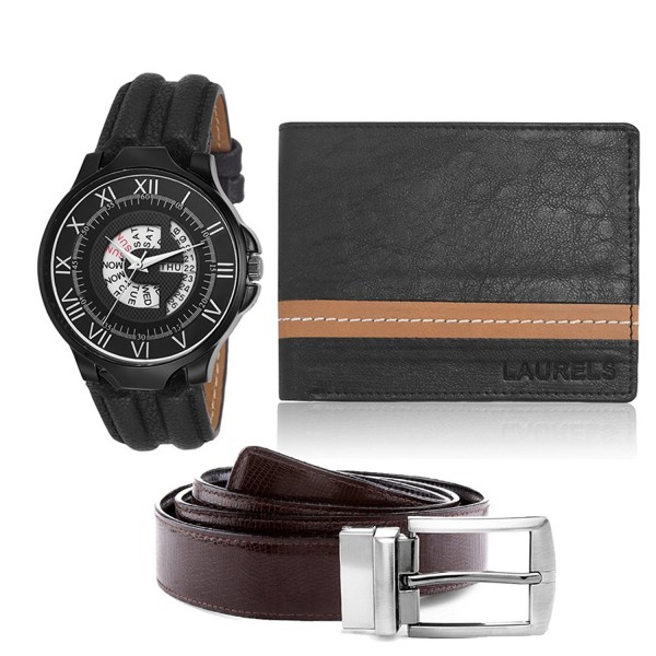 Wrist Watch with Belt and Wallet for Men