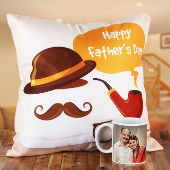 Fathers Day Personalised Coffee Mug and Cushion