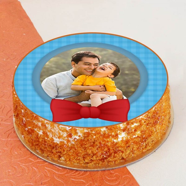 One Kg Butterscotch Cream Personalised Photo Cake for Dad