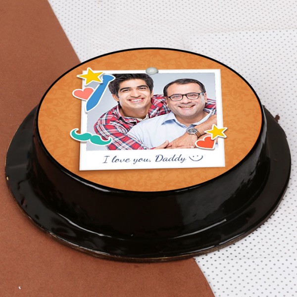 One Kg Personalised Chocolate Truffle Photo Cake for Dad