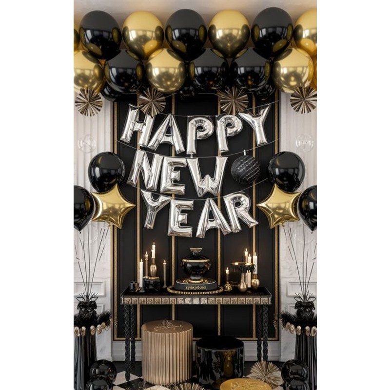 Golden Glitter Celebration Balloons