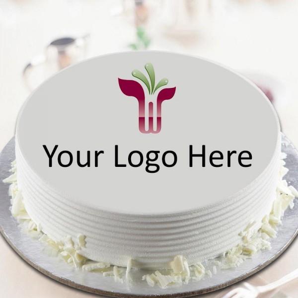 One Kg Logo Printed Personalised Photo Vanilla Cream Cake