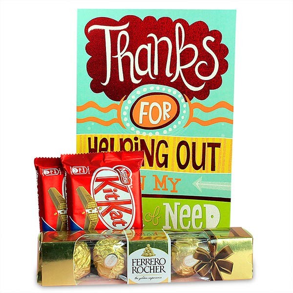Thank You Card and Delicious Chocolates Hamper
