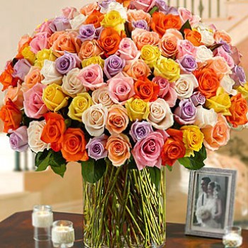 Floral arrangement of 80 Assorted Roses