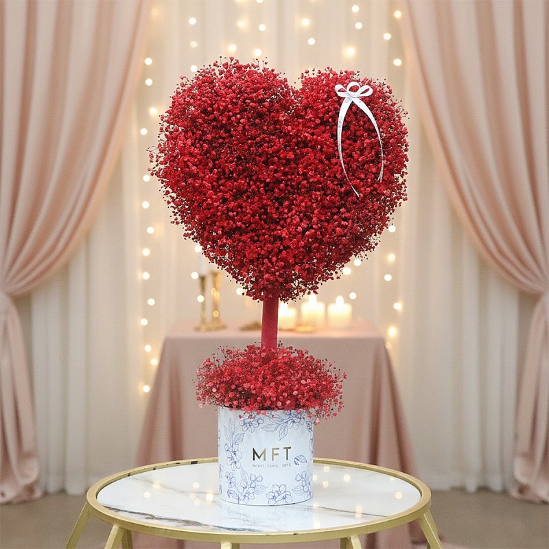 Heart Shape Red Gypsum Box Arrangement