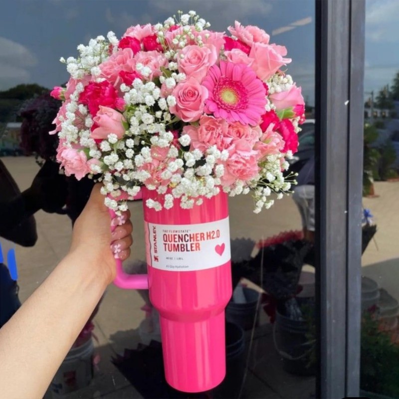 Floral Arrangement in Pink Tumbler