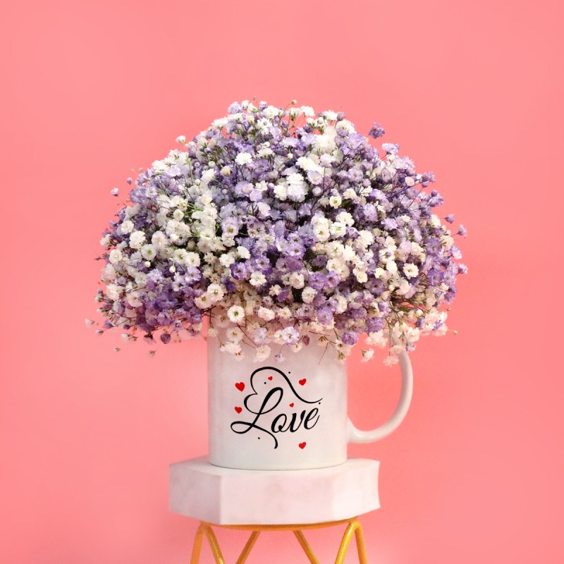 Gypsum Arrangement with Love Mug