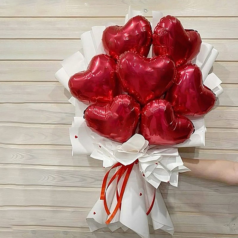 Red Heart Balloons Bouquet
