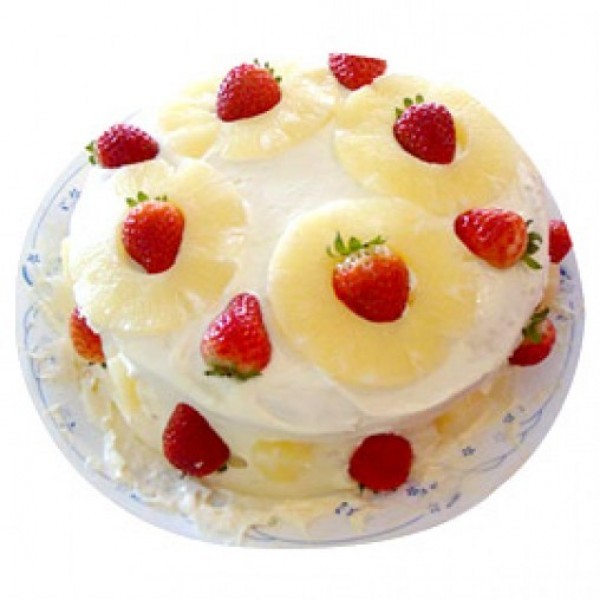Half Kg Pineapple and Strawberry Fruit Cake