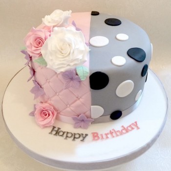 One Kg Strawberry and Vanilla Designer Fondant Birthday Cake