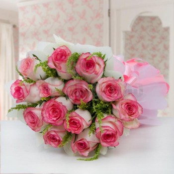 14 Pink Shaded Roses Bunch