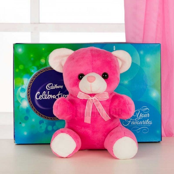 One Cadbury Celebrations Pack (141.1 Gms) and 6 Inches Teddy