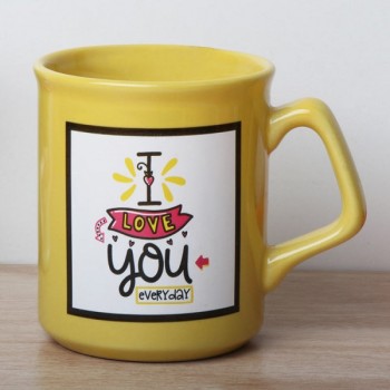 One "I Love You" Printed Quote Yellow Ceramic Mug