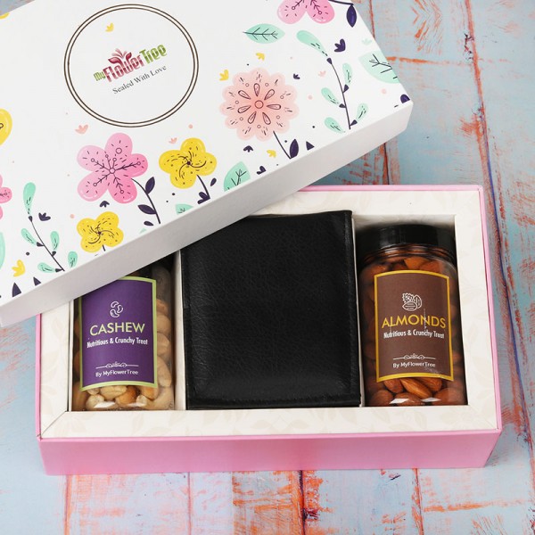 MyFlowerTree Signature Box of Dryfruits and Wallet for Men