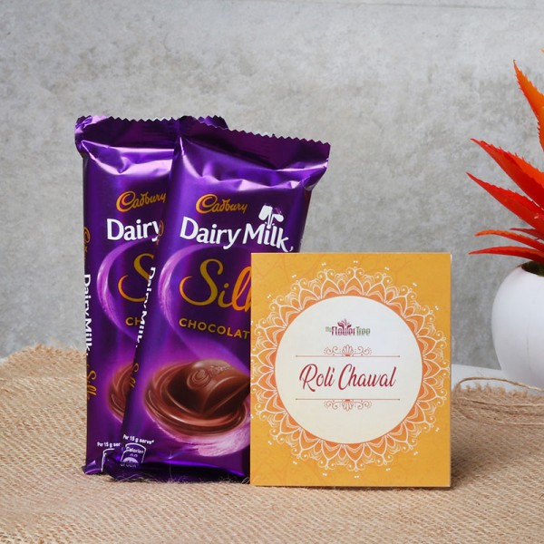 2 Dairy Milk Silk Chocolate (70 gm) with One Pack of Roli Tikka for Bhai Dooj