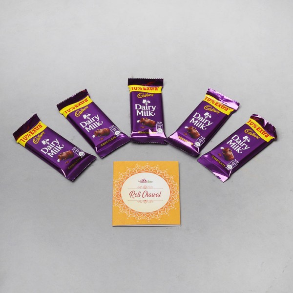 5 Dairy Milk Chocolate (13.2 gm) with One Pack of Roli Tikka for Bhai Dooj