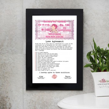 Personalised Love Agreement Photo Frame