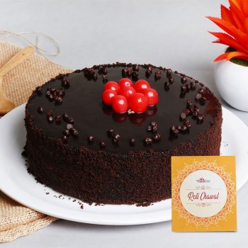 Half Kg Chocolate Truffle Cake for Bhai Dooj with Pack of Roli Chawal