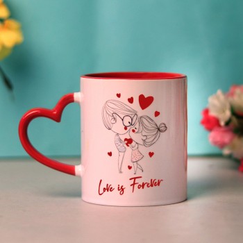 One Red Heart Handle Anniversary Theme Mug