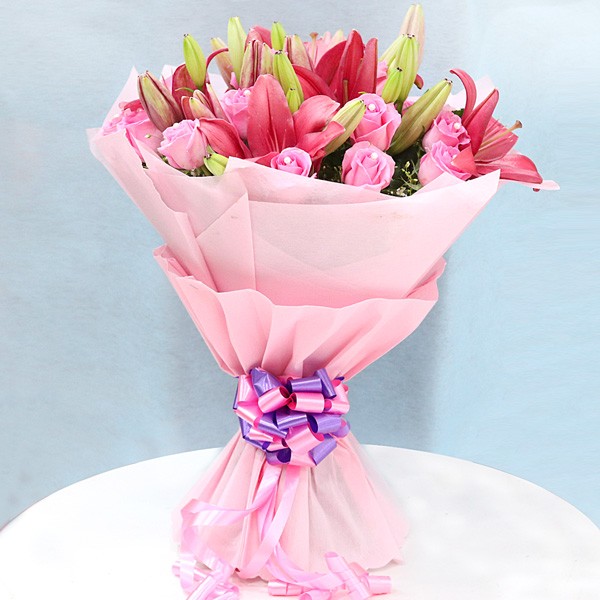 Pink Roses with Lilies- MyFlowerTree