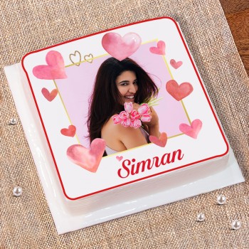 Half Kg Strawberry Personalised Photo Cake