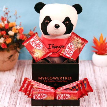 Luxury Collection of Panda Soft Toy and 10 Kitkat Chocolate (37 gm)