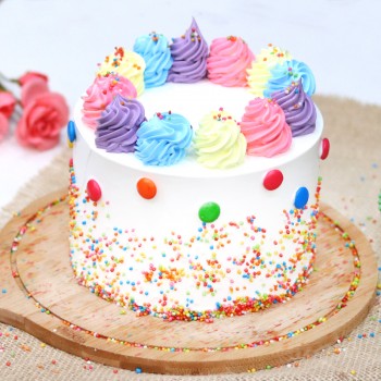 Half Kg Designer Rainbow Vanilla Cream Cake