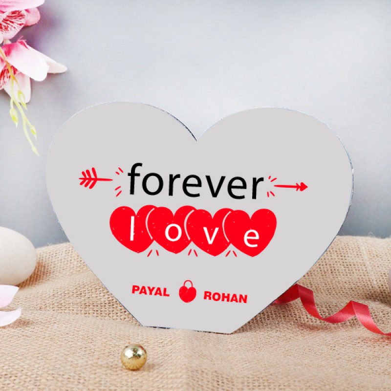 One Heart Shape Personalised Name Table Top with Love Quote