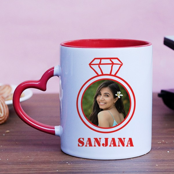 One Happy Propose Day Personalised Red Heart Handle Mug