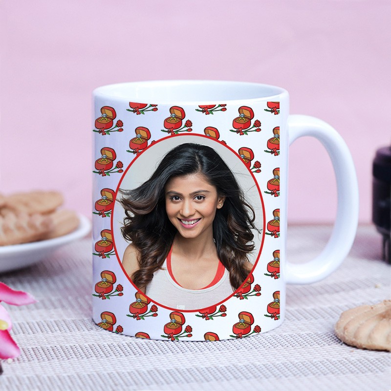 One Personalised Photo White Handle Proposal Mug