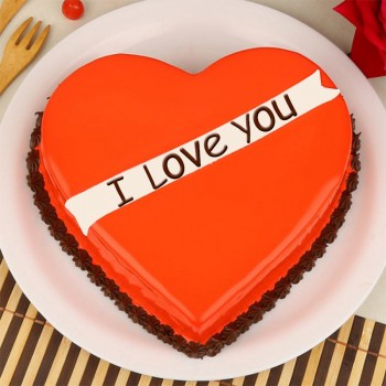 Half Kg Chocolate Heart Shape Cake with I love you written on it