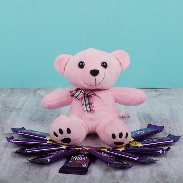 Combo of 6 inches Teddy and 10 Dairy Milk Chocolate 13.2 gm