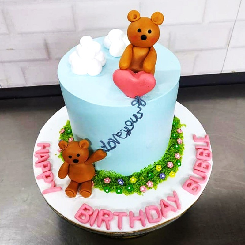 1 Kg Teddy Theme Chocolate Fondant Cake