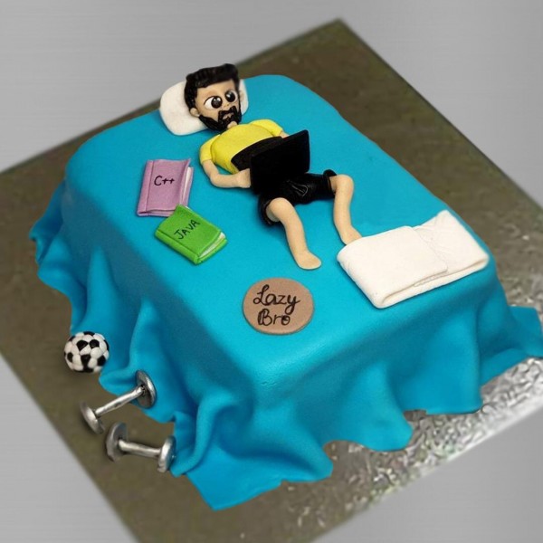 Messy bed theme customized cake for lazy guy's birthday - - CakesDecor