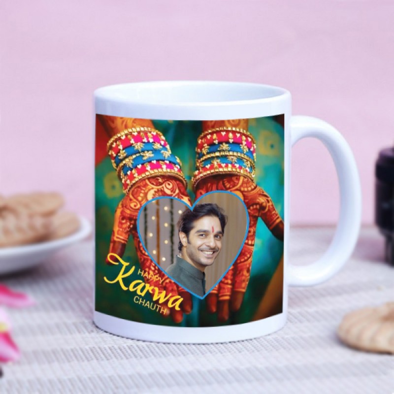Karwa Chauth White Personalised Mug