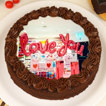 Love Theme Chocolate Photo Cake