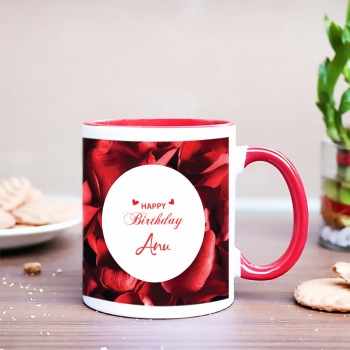 Happy Birthday Red Handle Coffee Mug