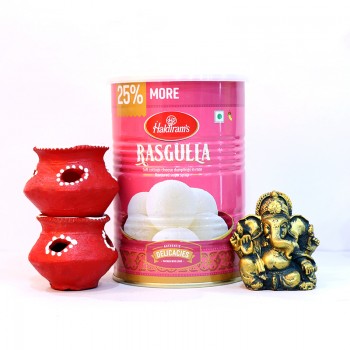Rasgulla Tin Pack with Metal Ganesha