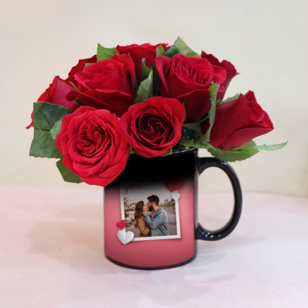 Magic Mug Red Rose Arrangement