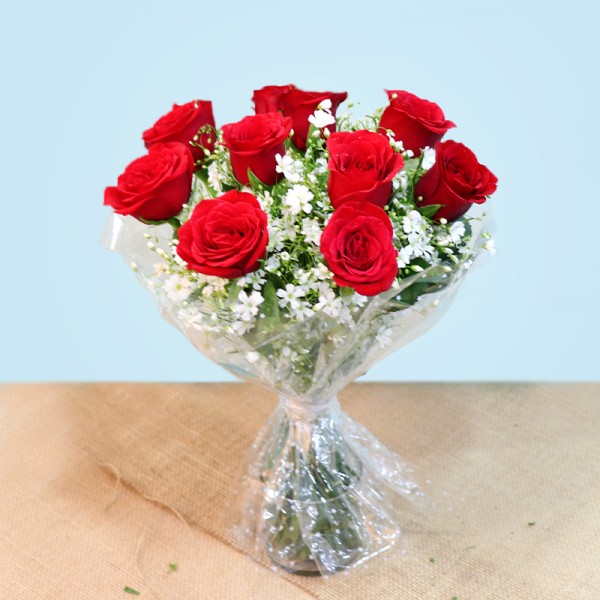 10 Red Roses Bouquet Online