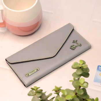 Grey Personalised Wallet for Women