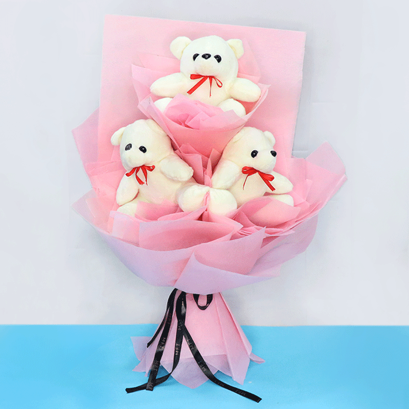 Bouquet of 3 inches 9 Teddy Bear in Paper Packing