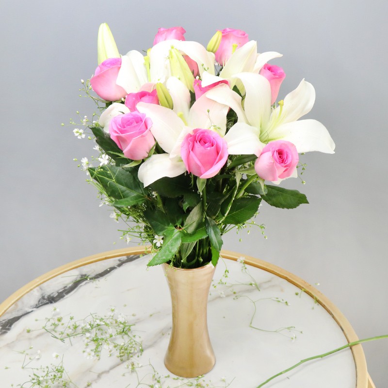12 Pink Asiatic Lilies wrapped in special paper