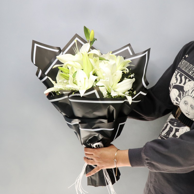 6 Asiatic Pink Lilies in Paper Packing