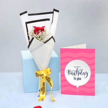 Red Rose Birthday Card Combo