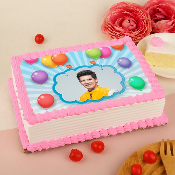 One Kg Strawberry Cream Personalised Photo Cake for Birthday