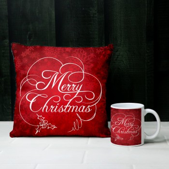 Merry Christmas Printed Mug and Cushion